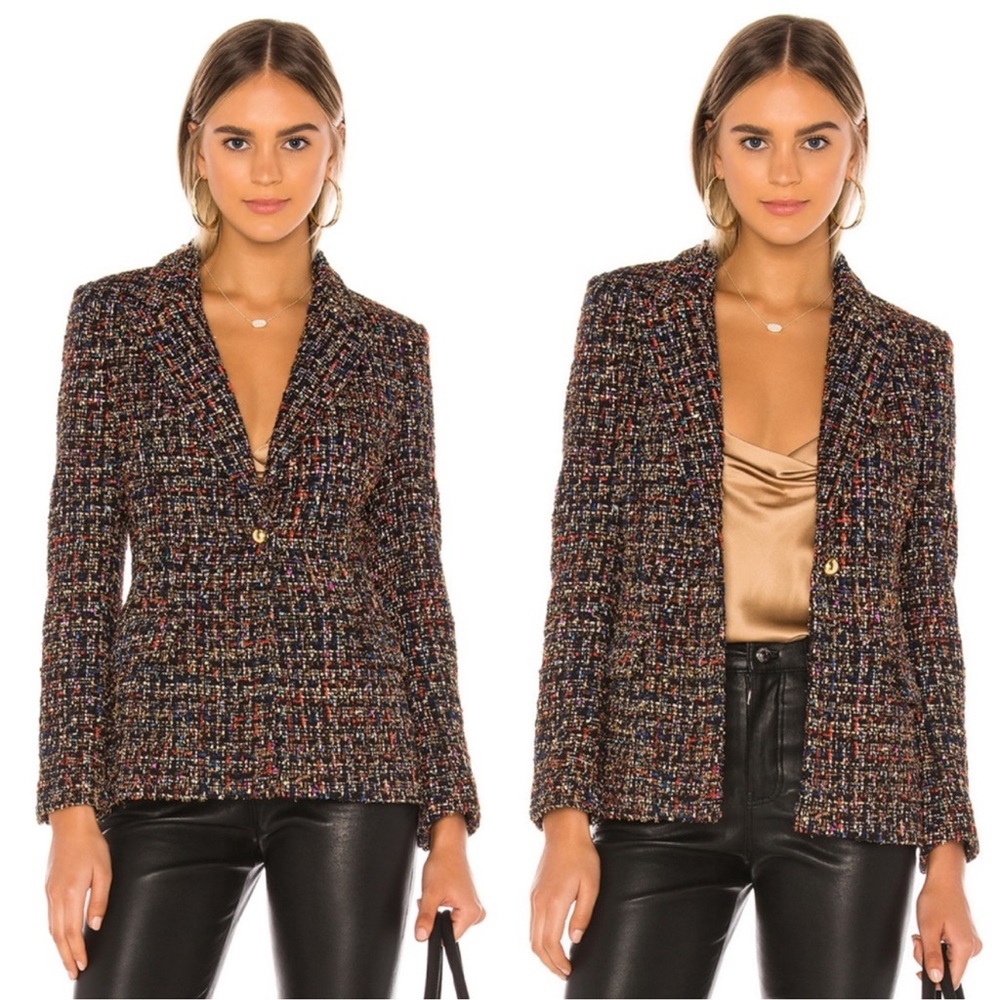 Amanda Uprichard Aldridge Tweed Blazer Multicolored Jacket